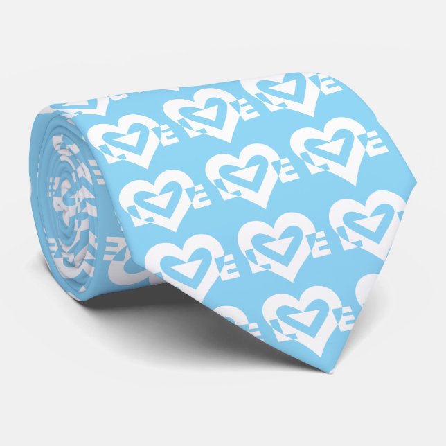 Love Logo, Blue and White Neck Tie (Rolled)