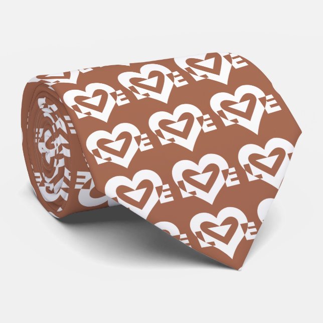 Love Logo, Brown and White Neck Tie (Rolled)