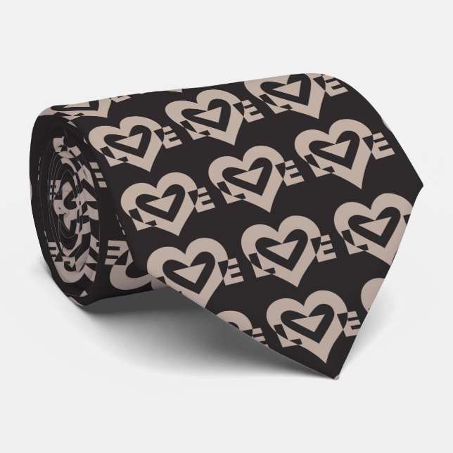 Love Logo, Gray and Black Neck Tie (Rolled)
