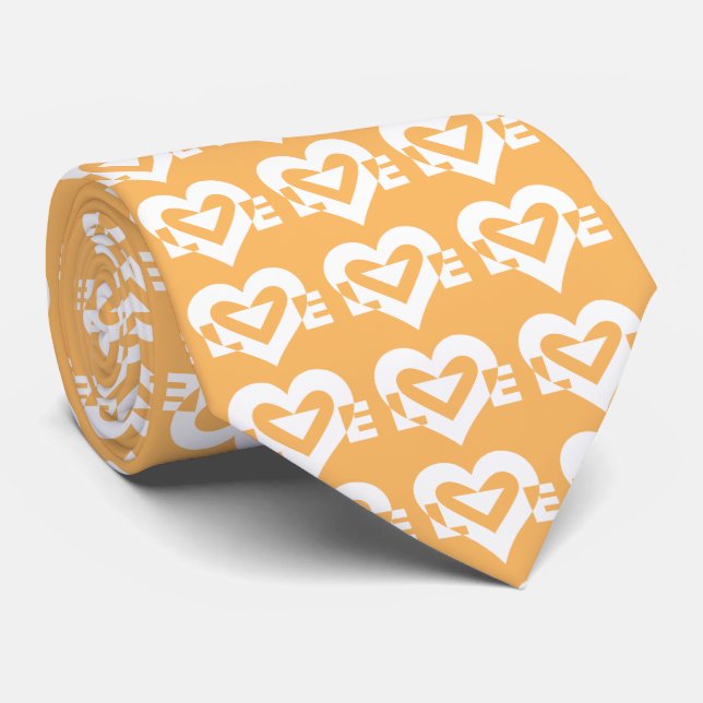 Love Logo, Orange and White Neck Tie (Rolled)