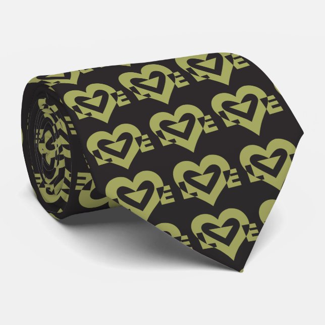 Love Logo, Sage Green and Black Neck Tie (Rolled)