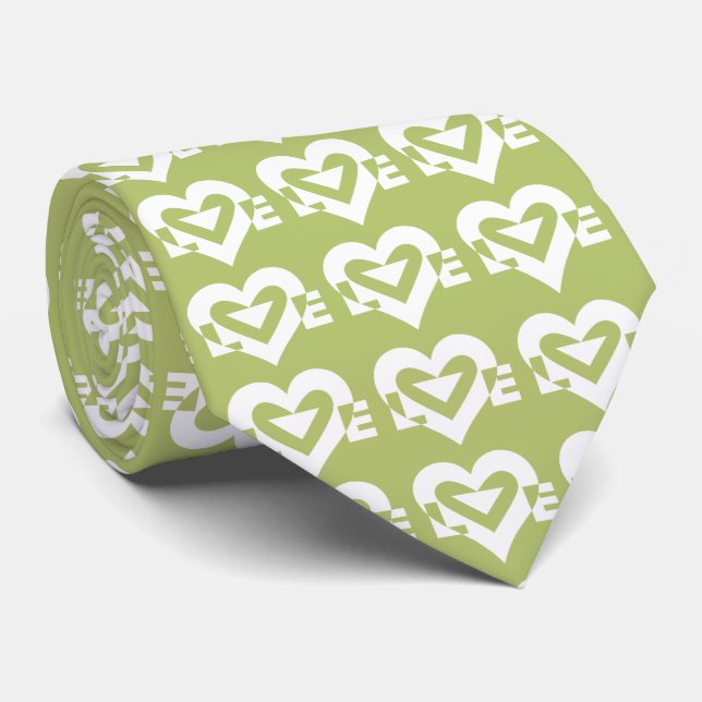 Love Logo, Sage Green and White Neck Tie (Rolled)