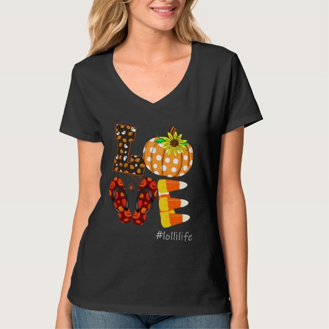 Love lollilife Pumpkin Flip Flops lolli Life Hallo T-Shirt (Front)