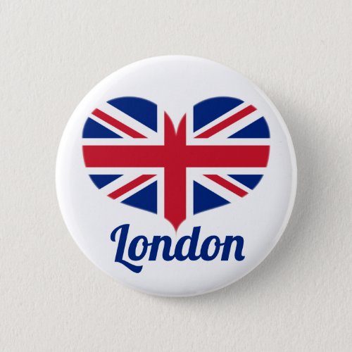 Love London  Heart Shaped UK Flag  Union Jack Button