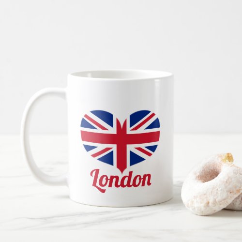 Love London  Heart Shaped UK Flag  Union Jack Coffee Mug