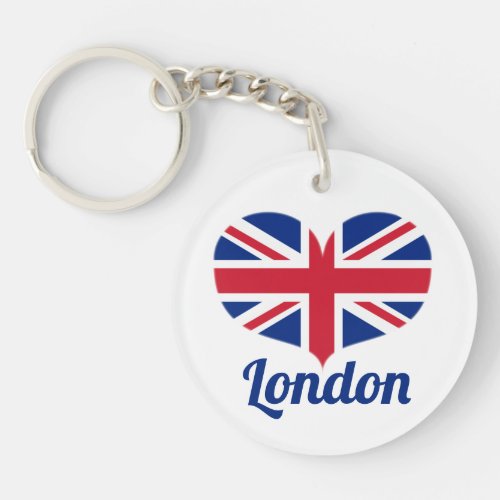 Love London  Heart Shaped UK Flag  Union Jack Keychain