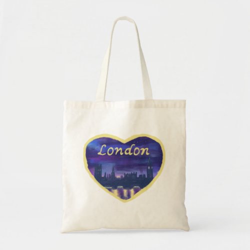 Love London River Thames England Purple Sunset Art Tote Bag