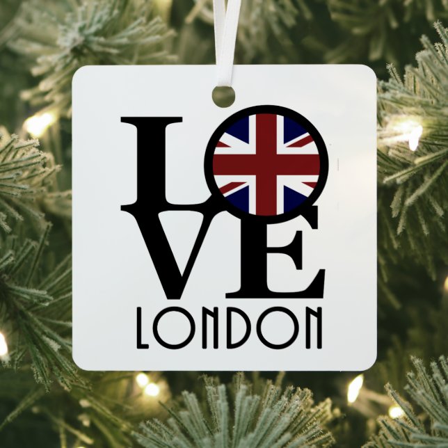 LOVE London (UK flag)  Metal Ornament (Insitu)