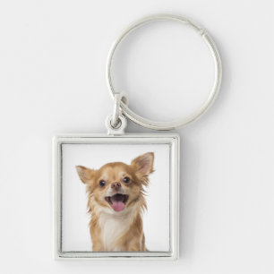 Love Long Hair Chihuahua Puppy Dog Keychain