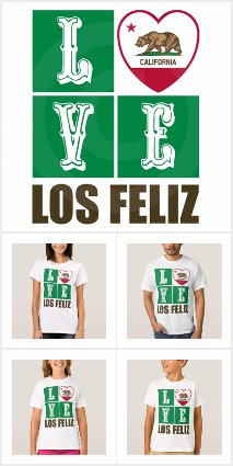 Love Los Feliz California State Flag Heart