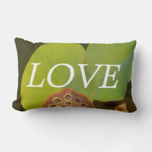lOVE , lotus pod green Lilly pads inspiration Lumbar Pillow