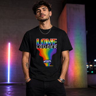 LOVE LOUDER Rainbow LGBTQ+ Pride Graphic T-Shirt