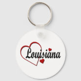 I Love Louisiana State Flag and Map Keychain | Zazzle