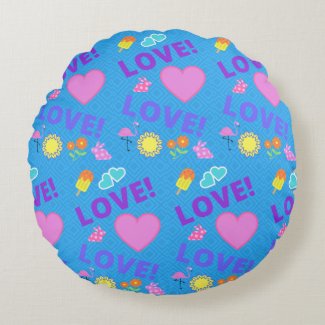 Love-Love Blue Green Reversible Pillow