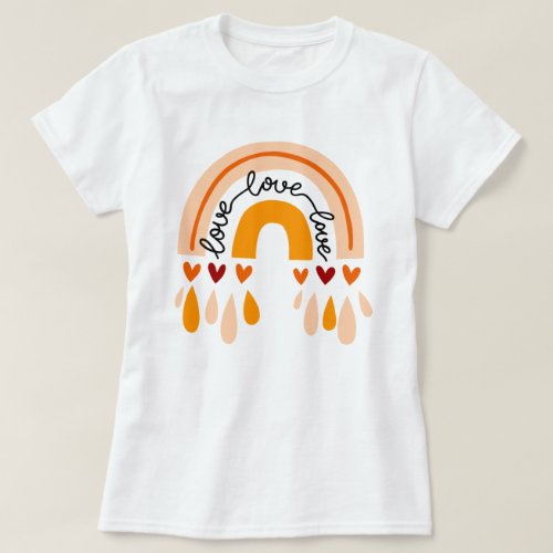 LOVE LOVE LOVE BOHO RAINBOW AND HEARTS DESIGN T_Shirt