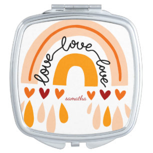 LOVE LOVE LOVE BOHO RAINBOW HEARTS  COMPACT MIRROR