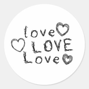 Love, Love, Love Classic Round Sticker