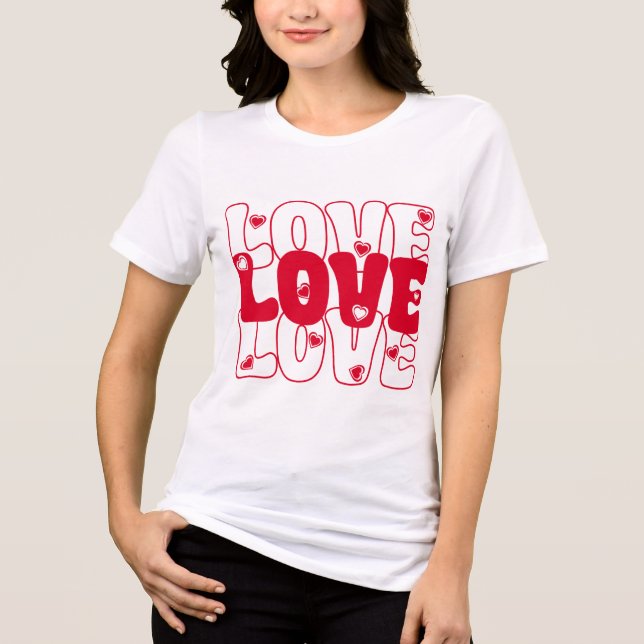 Love Love Love Groovy Typography T-Shirt Tri-Blend Shirt (Front)