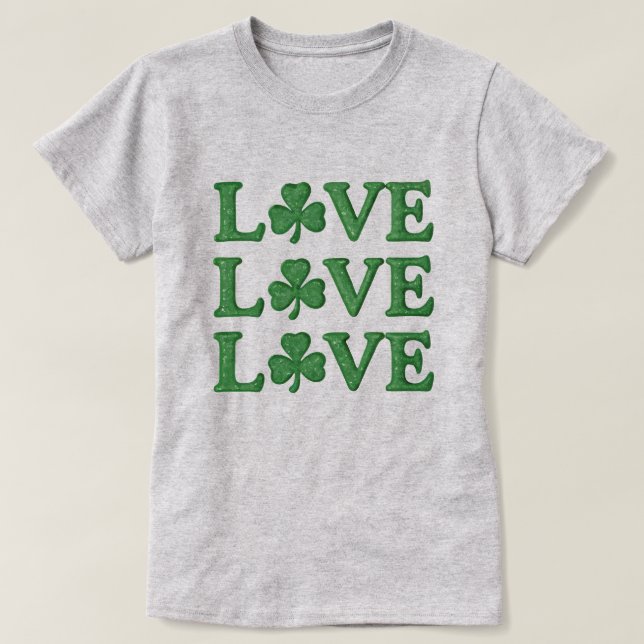 Love Love Love Shamrocks St Patrick's Day T-Shirt (Design Front)