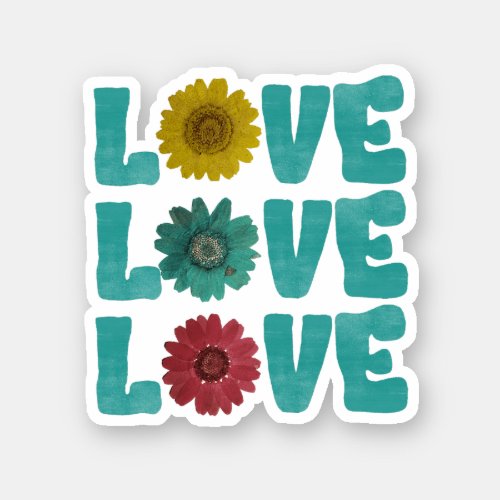 LOVE LOVE LOVE with flower Valentines day Sticker