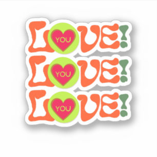 LOVE LOVE LOVE with Heart Valentine's day Sticker