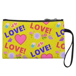 Love-Love Yellow Bunny Heart Flamingo Mini Clutch