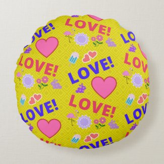 Love-Love Yellow Pink Reversible Pillow