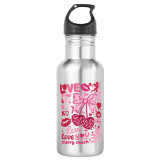 love love you cherry much stainless steel water bottle