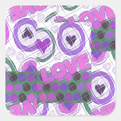 Love lovely heartily heart sentimental feeling square sticker