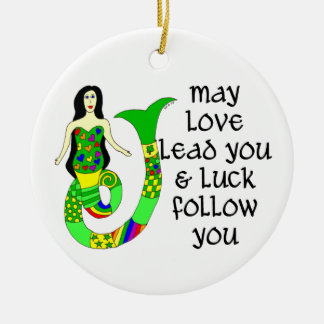 Love & Luck Irish Mermaid Ceramic Ornament