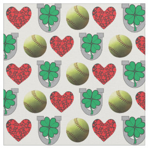 Love, Luck, Softball Design Fabric