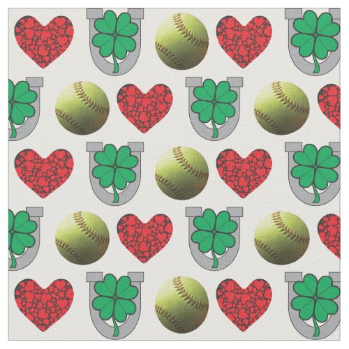 Love Luck Softball Design Fabric