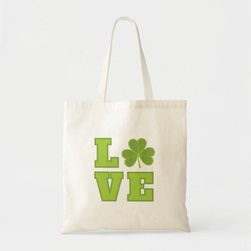 Love Lucky Shamrock St Patricks Day Tote Bag