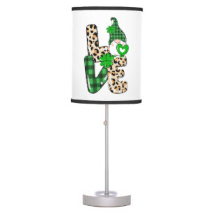 LOVE Lunch Lady Gnome Funny St Patrick's Day Shamr Table Lamp