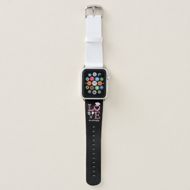 Love Lunch Lady Life Funny Valentines Day Gifts  Apple Watch Band (Front)