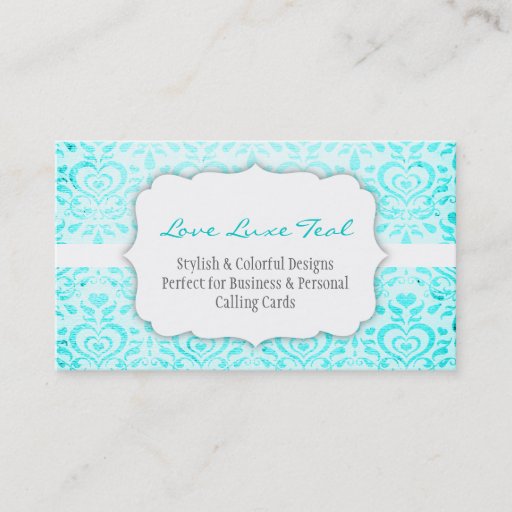 Customizable Love Luxe Teal Bizcard Business Card Template