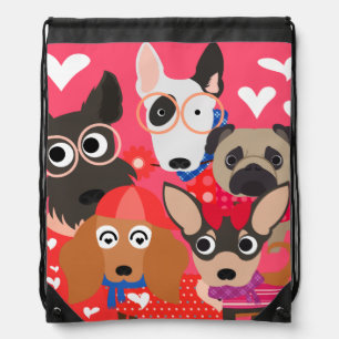 Love-ly Dogs Drawstring Backpack Bag