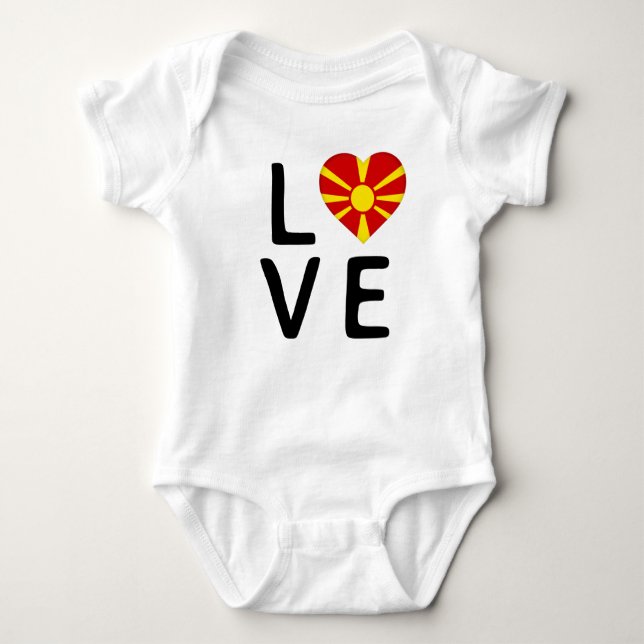 Love - Macedonia Flag Baby Bodysuit (Front)