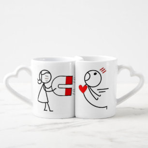 "Love Magnet" Matching Couple Mug Set