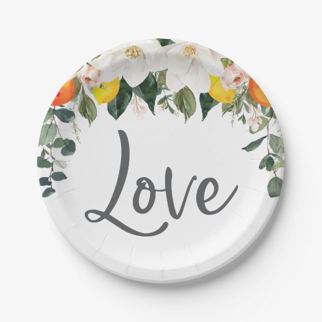 Love Magnolia Citrus Paper Plates (Front)