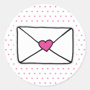 Love Mail Heart Envelope Snail Mail Classic Round Sticker