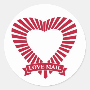 Love Mail Valentine's Day Classic Round Sticker by ZazzleHolidays at Zazzle