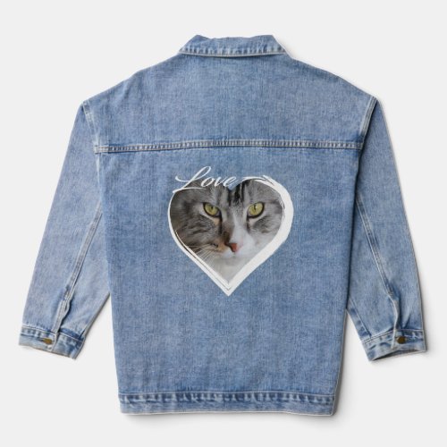 Love Maine Coon Cat Kitten I Love My Maine Coon Ca Denim Jacket