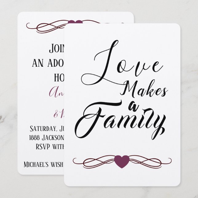 Love Makes a Family - Adoption Announcements (Front/Back)