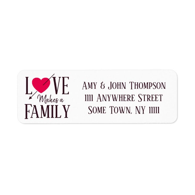 Love Makes a Family - Adoption Party Supplies Label (Front)