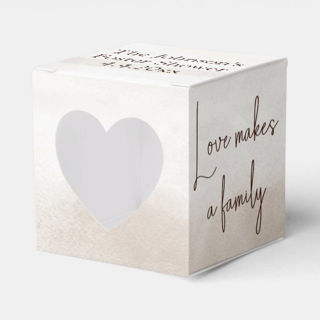 "Love Makes a Family" Boho Adoption Shower Favor Boxes (Front Side)