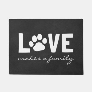 Love Makes A Family   Dog Paw Print   Customizable Doormat