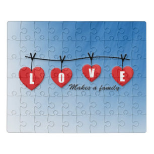 Love Makes a Family - Hearts Jigsaw Puzzle