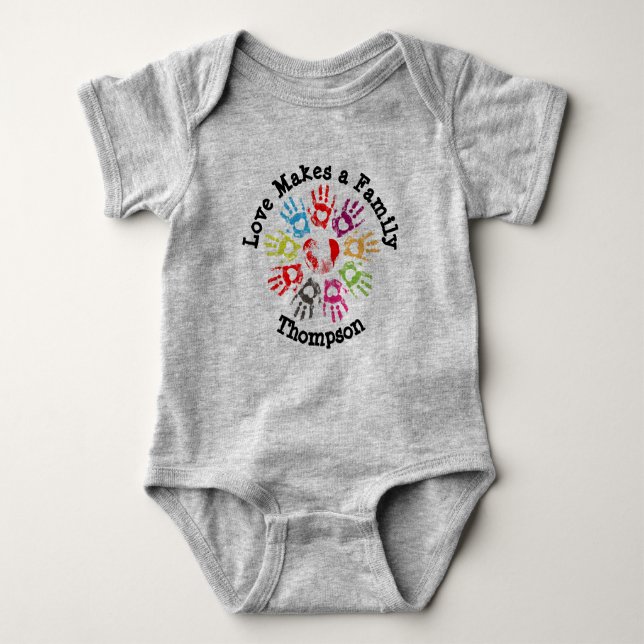Love Makes a Family - Parenting Adoption Foster Baby Bodysuit (Front)