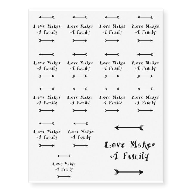 Love Makes a Family - Parenting Adoption Foster Temporary Tattoos (Front)